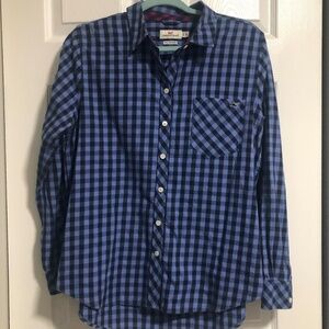 Vineyard Vines Blue Gingham Flannel Button Down Shirt Sz 12 Preppy Plaid J8-066